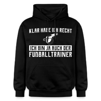 Fußballtrainer - Klar habe ich recht - Gildan Unisex Softstyle® Midweight Hoodie - Schwarz - Vorne - Marisol (170cm) & Nik (191cm)