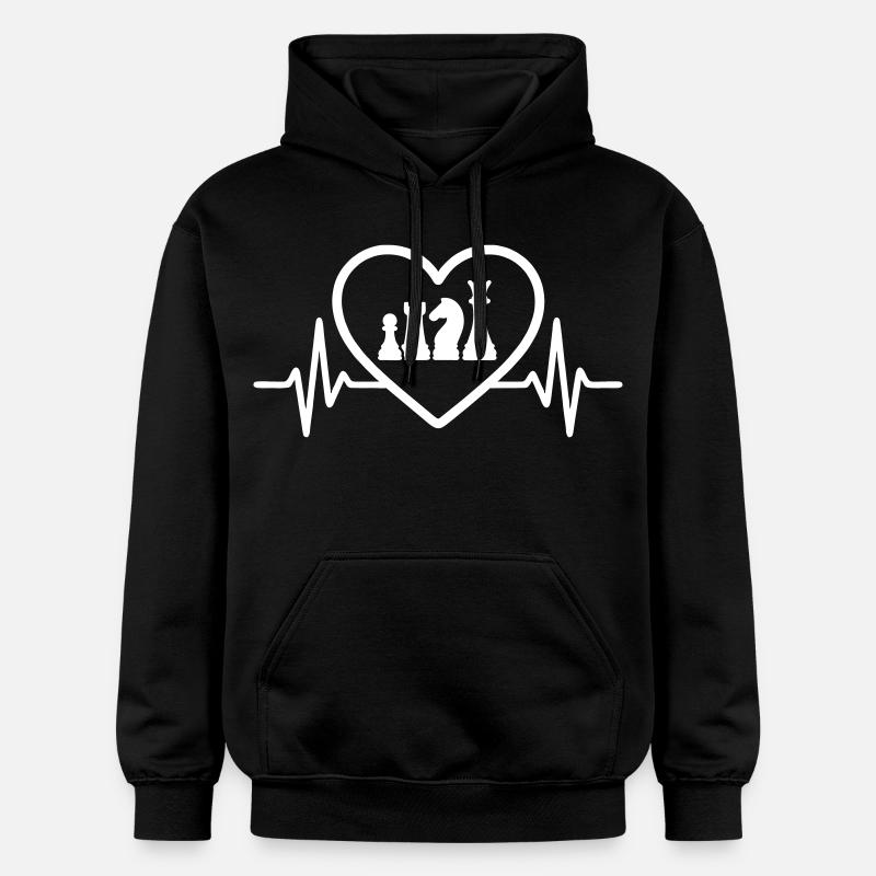 Cœur Échecs Pièces échecs - Sweat à capuche Softstyle® Gildan Unisexe - noir