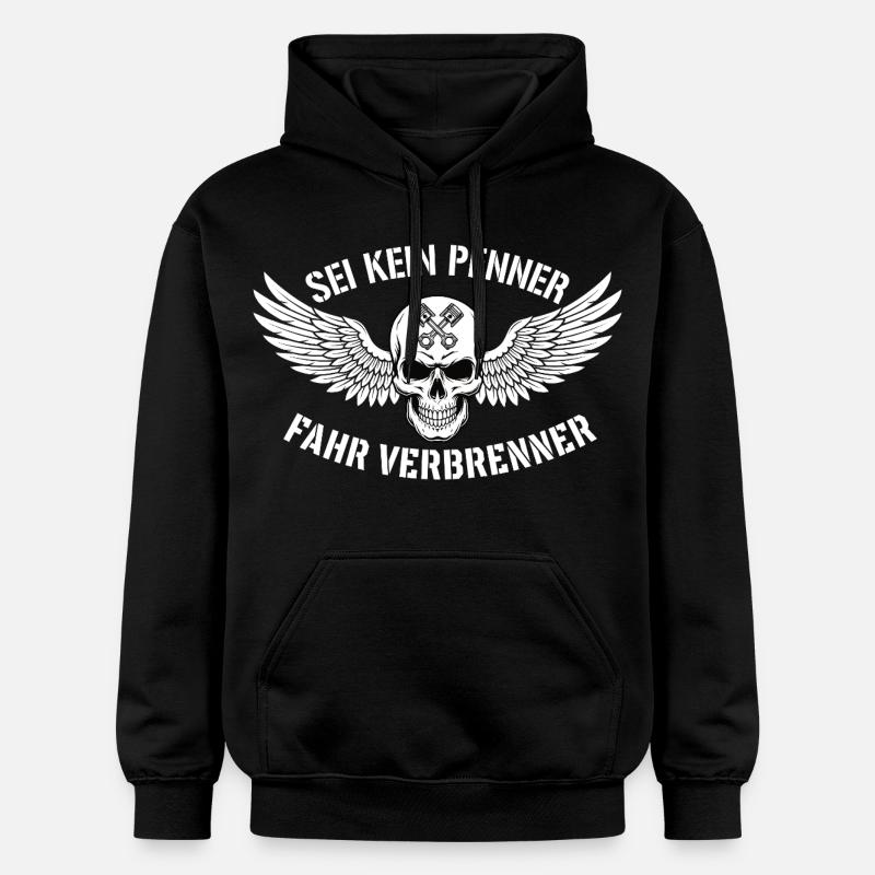Ride Combustion Engine – Biker Skull Statement - Gildan Unisex Softstyle® Midweight Hoodie - black