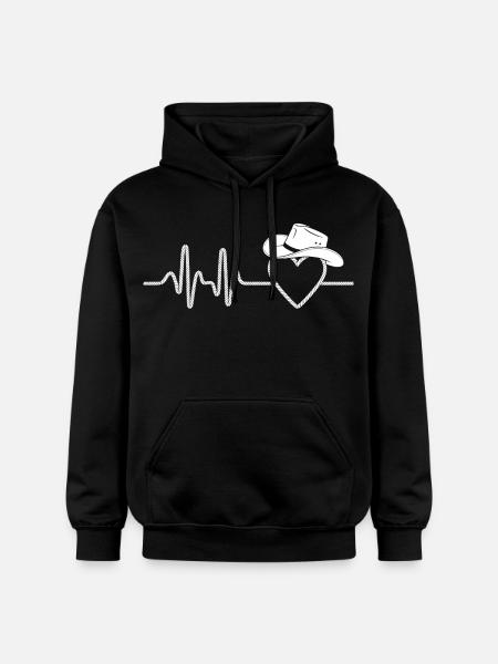 Heartbeat with Hat Silhouette - Gildan Unisex Softstyle® Midweight Hoodie - black