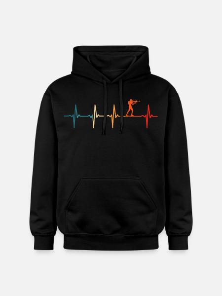 Biathlon heartbeat biathlete ski - Gildan Unisex Softstyle® Midweight Hoodie - black