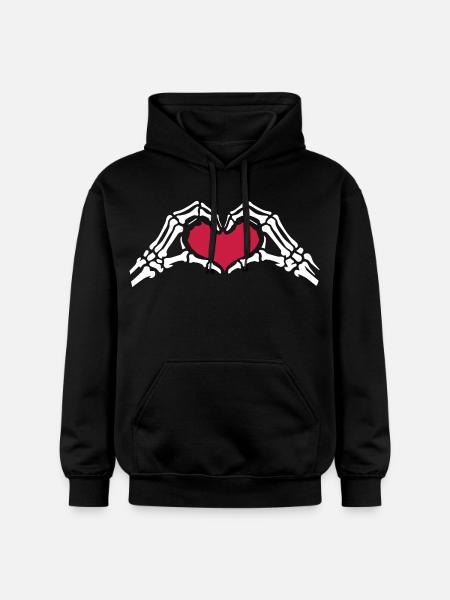 Skeleton Hands Heart Love Valentine's Day - Gildan Unisex Softstyle® Midweight Hoodie - black