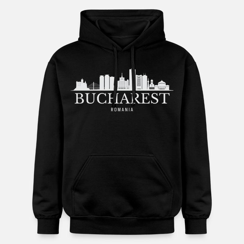 Silhouette de Bucarest, Roumanie de Bucarest - Sweat à capuche Softstyle® Gildan Unisexe - noir