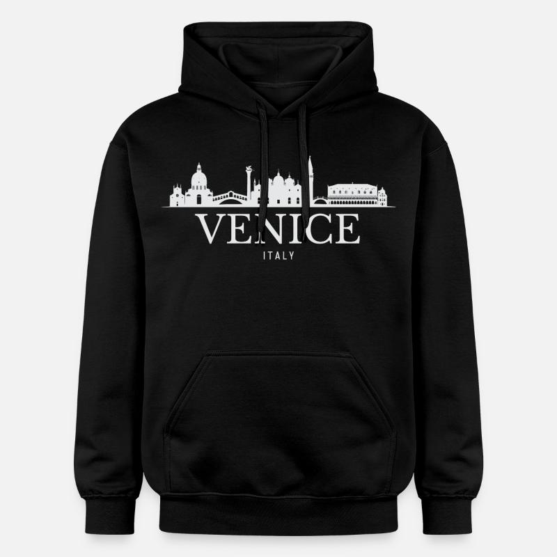 Venise, Italie, silhouette de Venise - Sweat à capuche Softstyle® Gildan Unisexe - noir