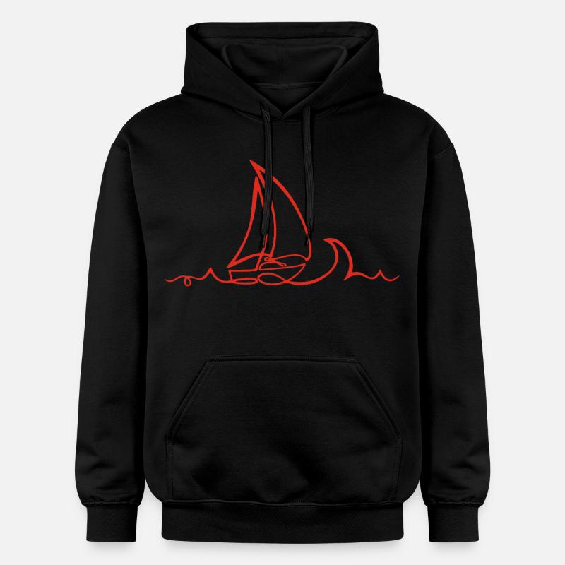 Croquis d'un bateau rouge - Sweat à capuche Softstyle® Gildan Unisexe - noir