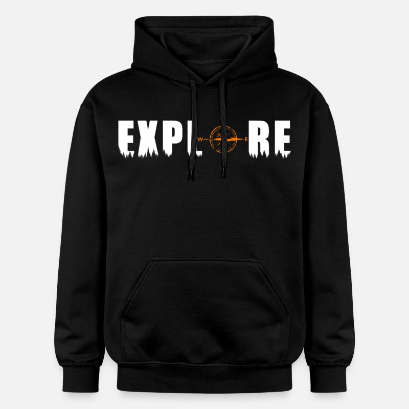 Explore Motiv mit einem Kompass - Gildan Unisex Softstyle® Midweight Hoodie - Schwarz