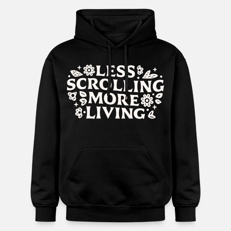 Stop scrolling doomscrolling offline quotes - Gildan Unisex Softstyle® Midweight Hoodie - black