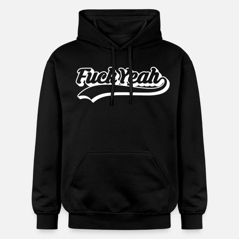 Retro Style 'Fuck Yeah' Script - Gildan Unisex Softstyle® Midweight Hoodie - black