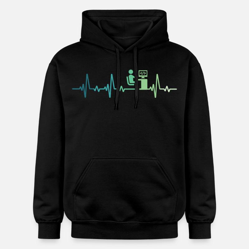 Heartbeat Programmer Developer - Gildan Unisex Softstyle® Midweight Hoodie - black
