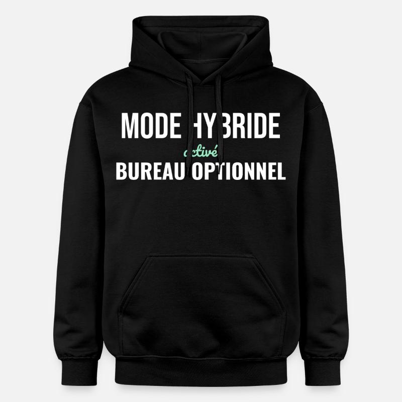 Mode Hybride — Télétravail Assumé - Sweat à capuche Softstyle® Gildan Unisexe - noir