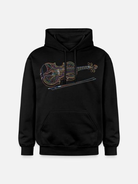 Violin Music Instrument Drawing Art Print - Gildan Unisex Softstyle® Midweight Hoodie - black