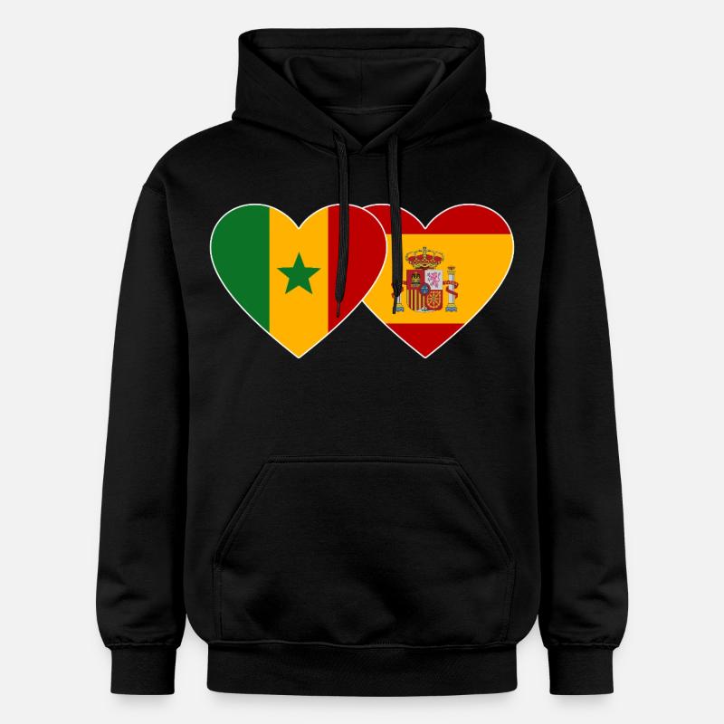 Fusion Heartlove Sénégal-Espagne - Sweat à capuche Softstyle® Gildan Unisexe - noir