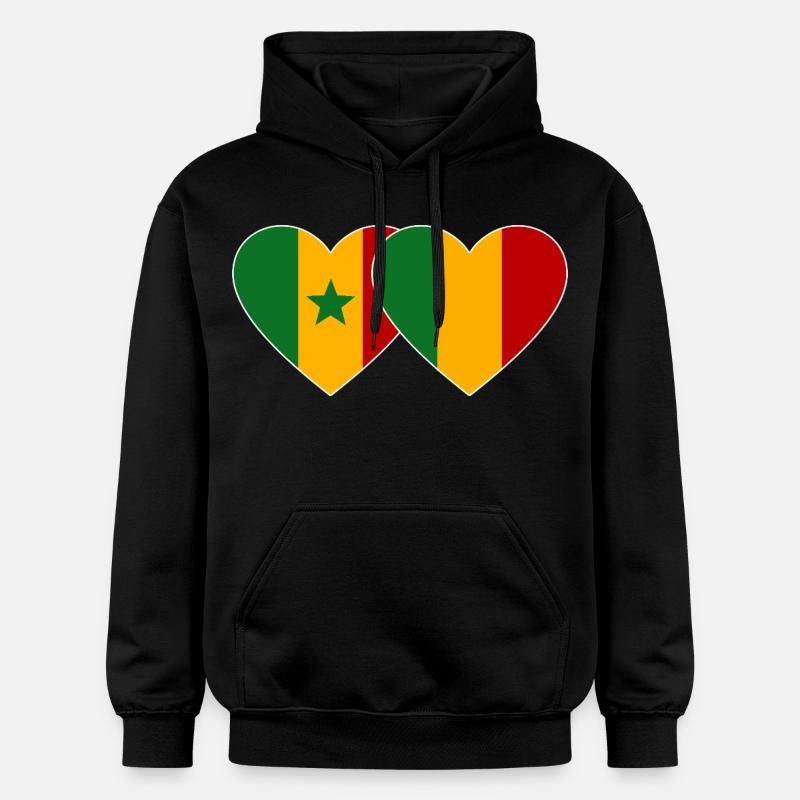 Senegal_Mali_Flagge_Herz - Sweat à capuche Softstyle® Gildan Unisexe - noir