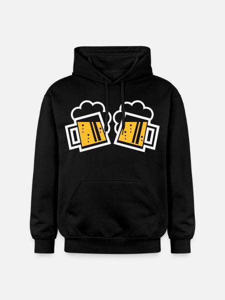 2 Bayrische Bierkrüge Prosten (Bier / NEG 2C) - Gildan Unisex Softstyle® Midweight Hoodie - Schwarz