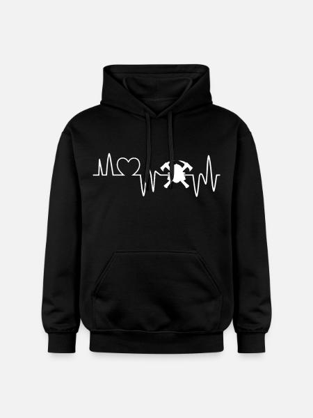 firefighter heartbeat firefighter - Gildan Unisex Softstyle® Midweight Hoodie - black