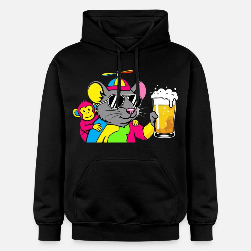 Souris de fête avec bière - Sweat à capuche Softstyle® Gildan Unisexe - noir