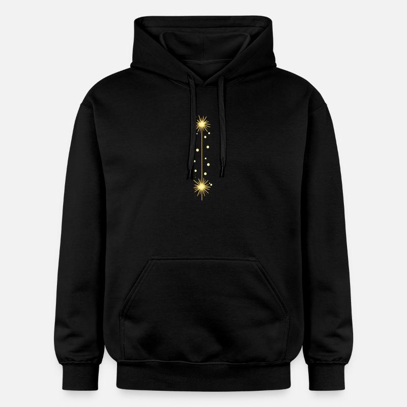 Lignes de feux d’artifice dorées - Sweat à capuche Softstyle® Gildan Unisexe - noir