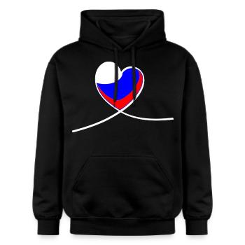 Cuore della Russia - Felpa con cappuccio unisex Softstyle® Gildan con grammatura media - nero - Fronte - Marisol (170cm) & Nik (191cm)