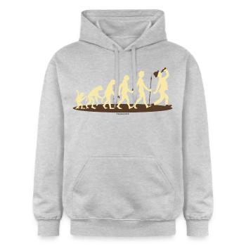 FUN - Evolution Bayer Bier - Geschenk - Bestseller - Gildan Unisex Softstyle® Midweight Hoodie - Hellgrau meliert - Vorne - Liana (172cm) & Jaron (178cm)