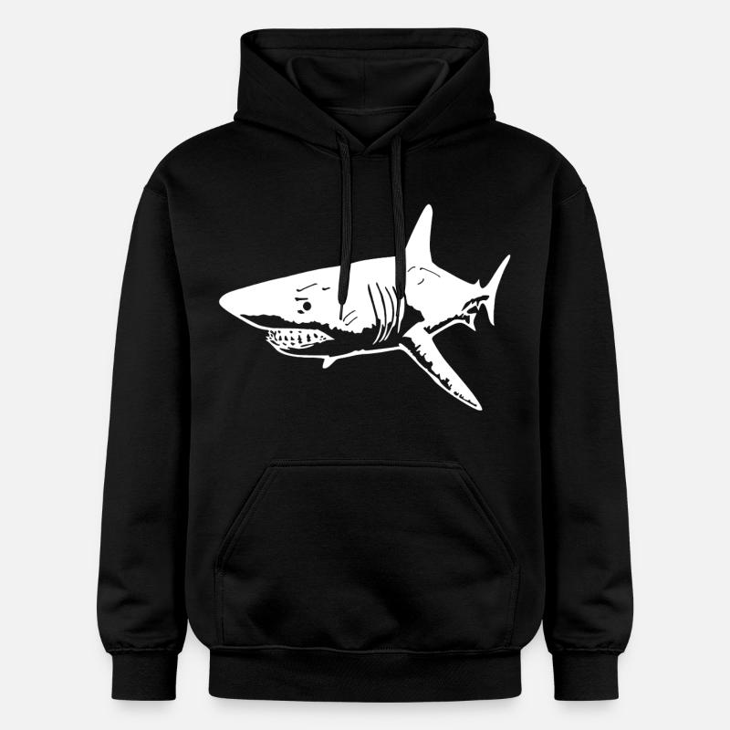 Le requin blanc prédateur - Sweat à capuche Softstyle® Gildan Unisexe - noir