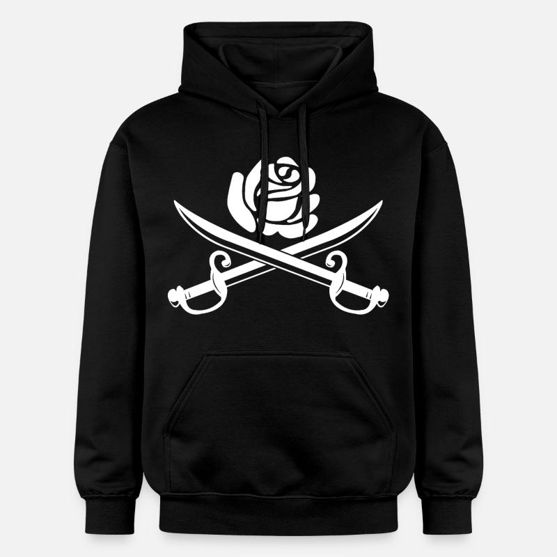 Fleur blanche et épées croisées - Sweat à capuche Softstyle® Gildan Unisexe - noir