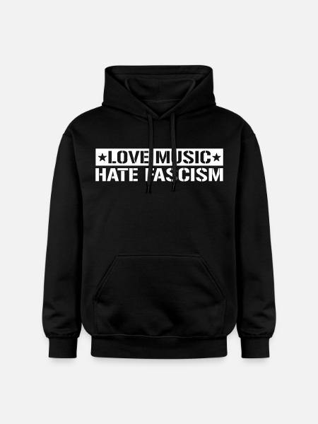 Aime la musique déteste le fascisme - Sweat à capuche Softstyle® Gildan Unisexe - noir
