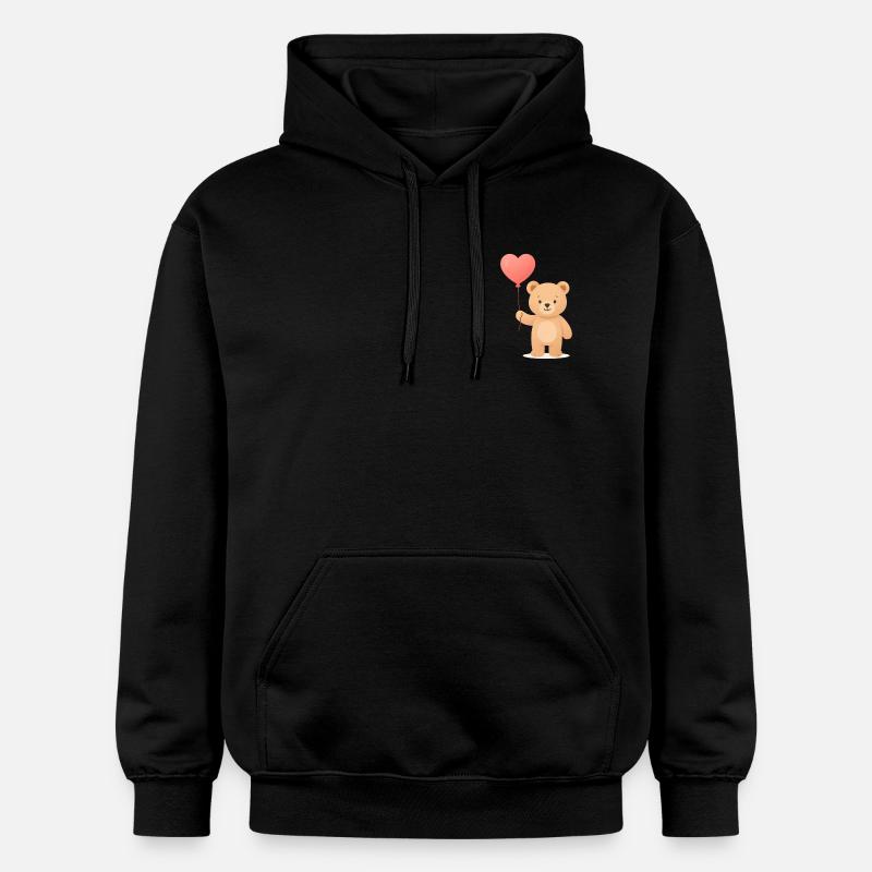 Ours tendre avec ballon au cœur - Sweat à capuche Softstyle® Gildan Unisexe - noir