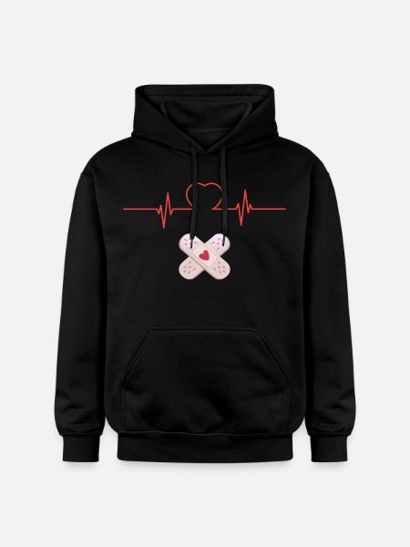Cœur et Pansements Croisés - Sweat à capuche Softstyle® Gildan Unisexe - noir