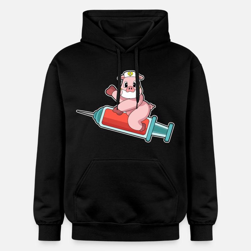 Seringue d’infirmière porcine - Sweat à capuche Softstyle® Gildan Unisexe - noir