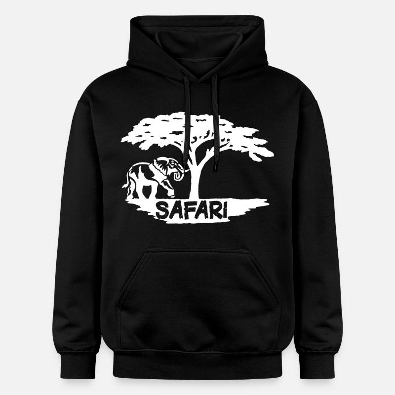 Safari et éléphant blanc - Sweat à capuche Softstyle® Gildan Unisexe - noir