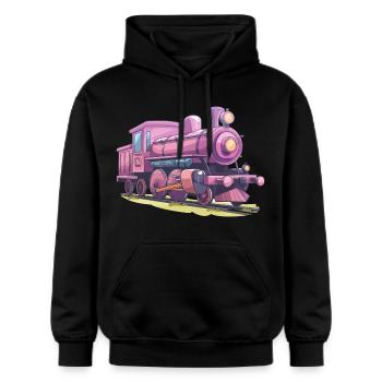 Lokomotive Comic Look - Gildan Unisex Softstyle® Midweight Hoodie - Schwarz - Vorne - Marisol (170cm) & Nik (191cm)