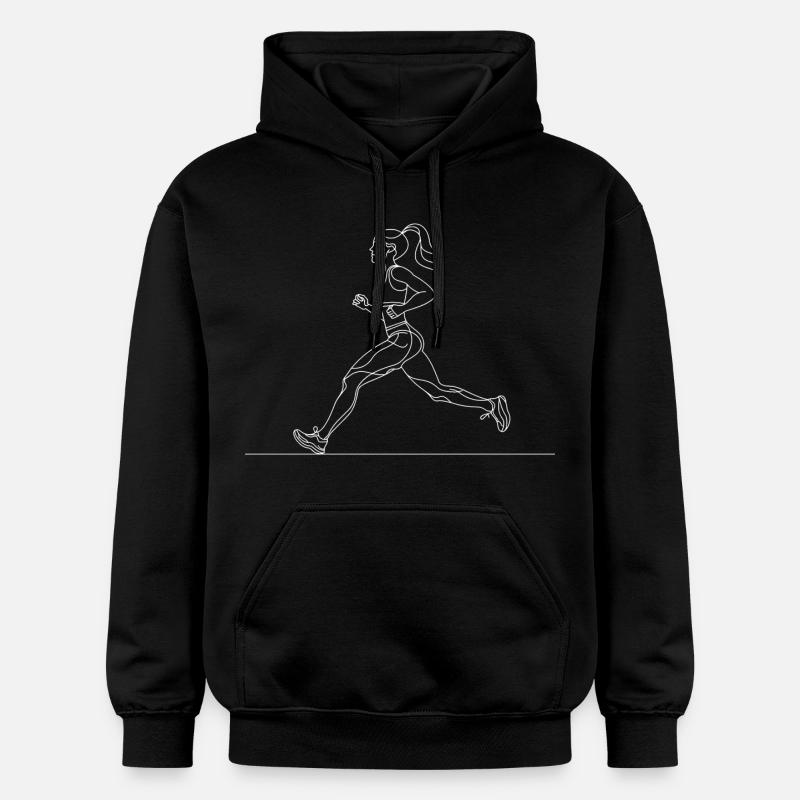 Dessin au trait du coureur - Sweat à capuche Softstyle® Gildan Unisexe - noir