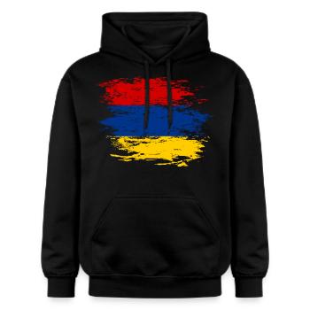 Armenia flag used - Gildan Unisex Softstyle® Midweight Hoodie - black - Front - Marisol (170cm) & Nik (191cm)