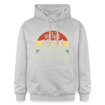 Cadeau pour Célébrer Votre Année de Naissance 1981 - Sweat à capuche Softstyle® Gildan Unisexe - gris clair chiné - Devant - Liana (172cm) & Jaron (178cm)