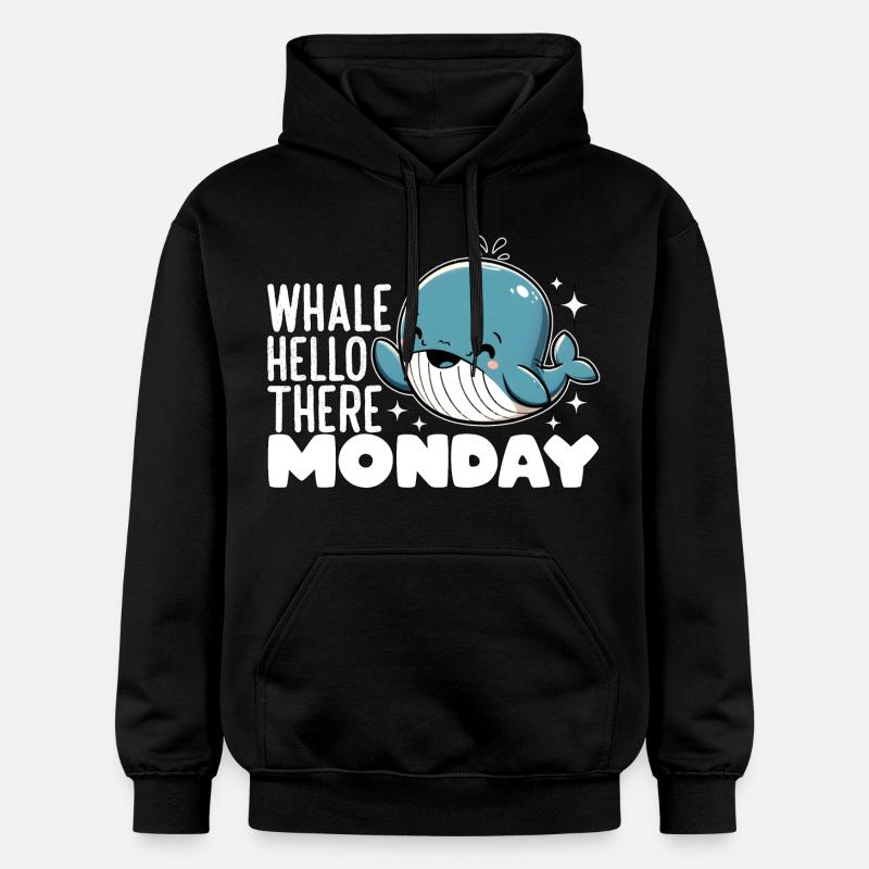 BALEINE BONJOUR LÀ LUNDI - Sweat à capuche Softstyle® Gildan Unisexe - noir