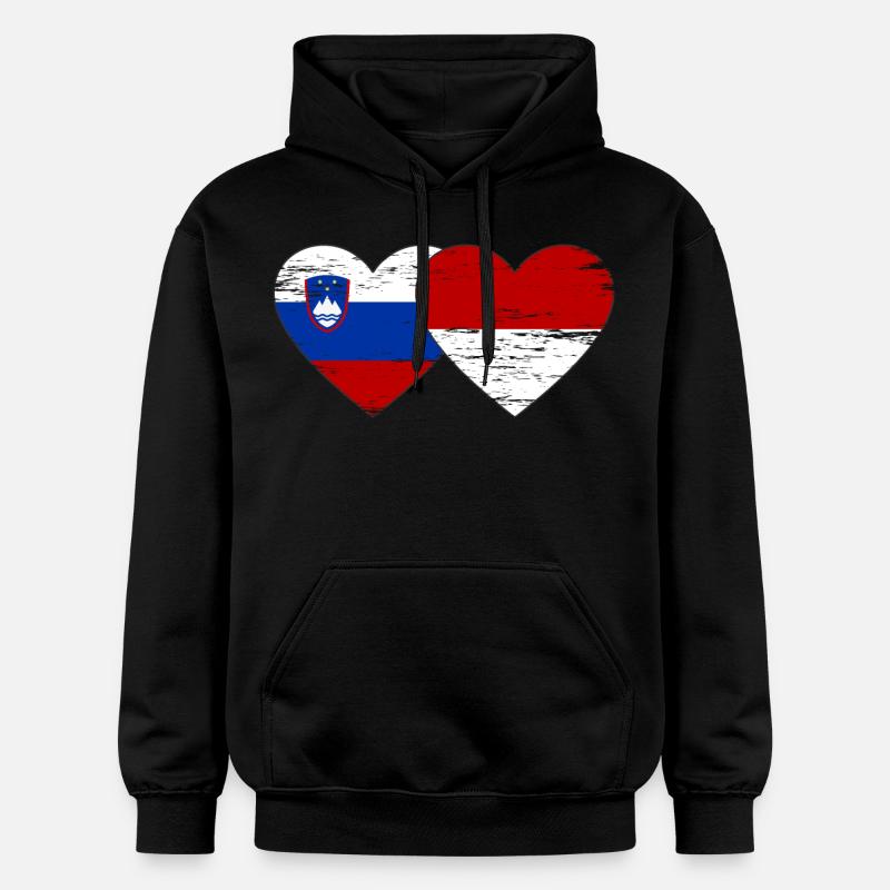 Slovénie Indonésie Drapeau Coeur utilisé - Sweat à capuche Softstyle® Gildan Unisexe - noir