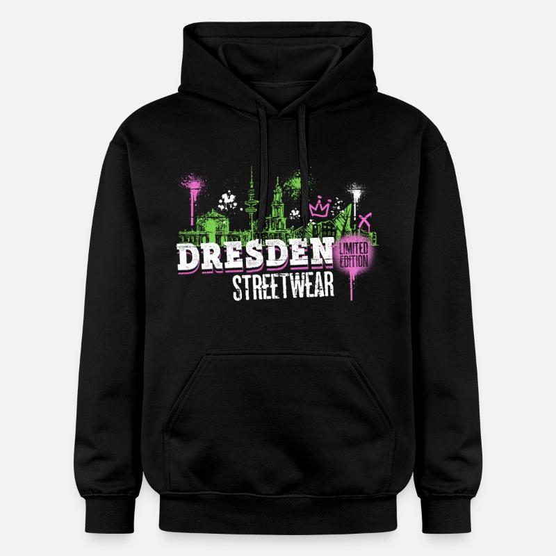 Dresde Skyline City Allemagne Graffiti - Sweat à capuche Softstyle® Gildan Unisexe - noir