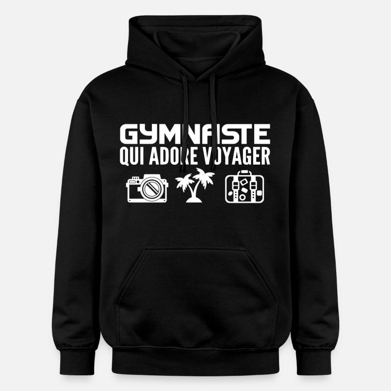 Voyageurs & Gymnastes : Passion & Découverte - Sweat à capuche Softstyle® Gildan Unisexe - noir
