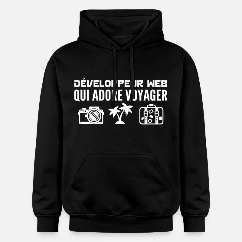 Voyageurs & Développeurs web Passion & Découverte - Sweat à capuche Softstyle® Gildan Unisexe - noir