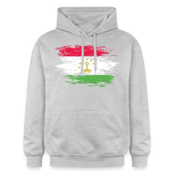 Tadschikistan Flagge used - Gildan Unisex Softstyle® Midweight Hoodie - Hellgrau meliert - Vorne - Liana (172cm) & Jaron (178cm)