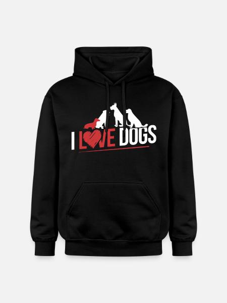 I Love Dog - Gildan Unisex Softstyle® Midweight Hoodie - black