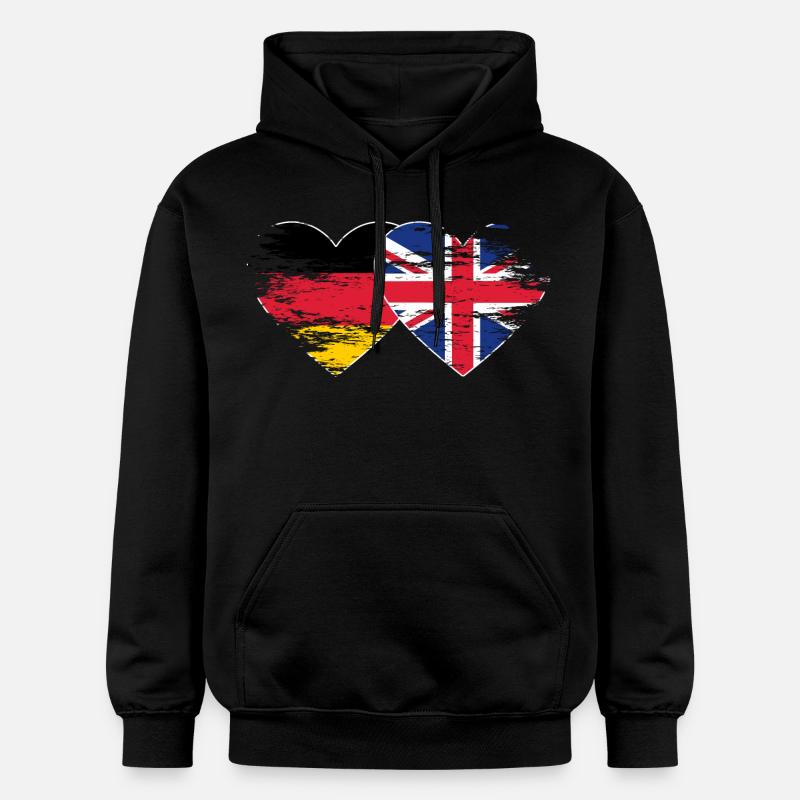 Allemagne Royaume-Uni drapeau utilisé coeur - Sweat à capuche Softstyle® Gildan Unisexe - noir