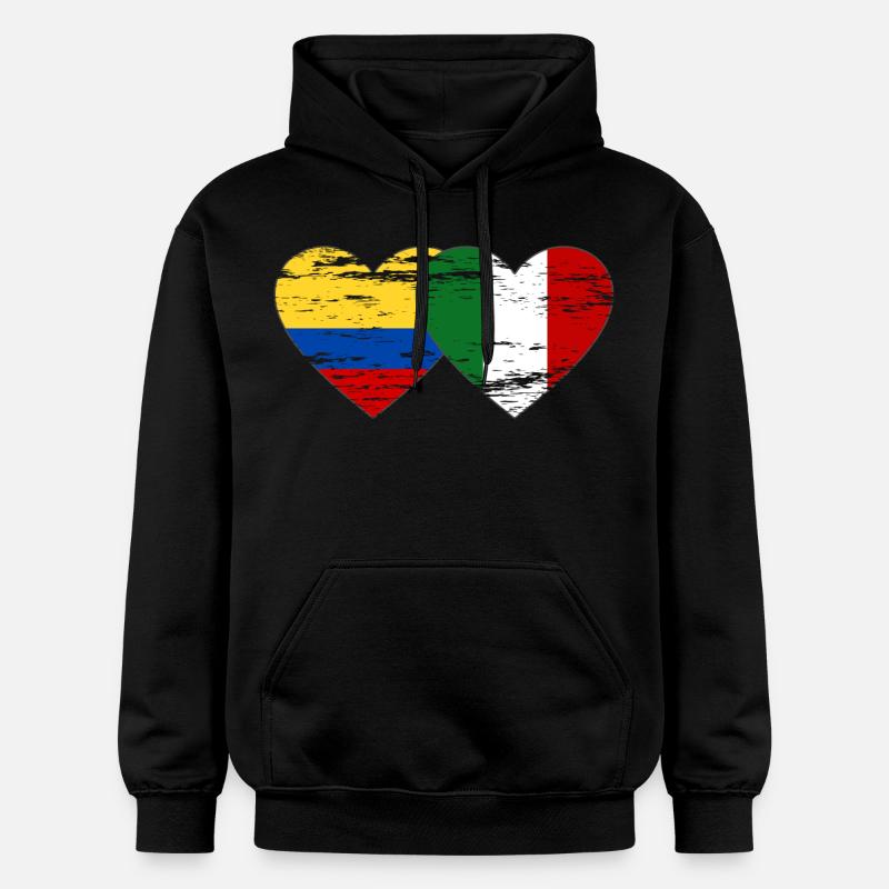 Colombie Italie Drapeau Coeur Utilisé - Sweat à capuche Softstyle® Gildan Unisexe - noir