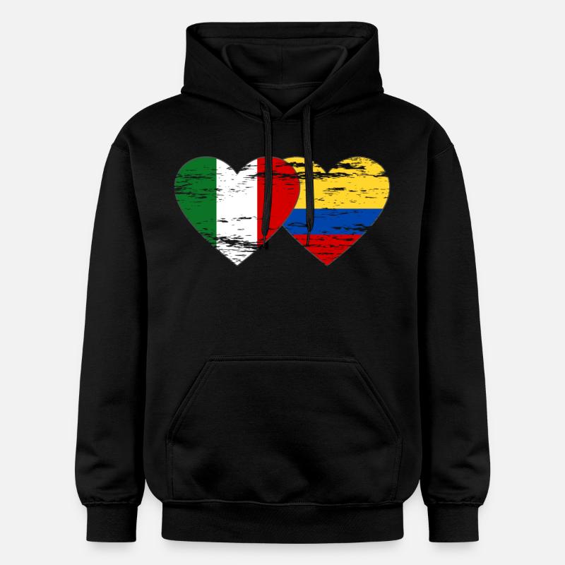 Italie Colombie Drapeau Coeur Utilisé - Sweat à capuche Softstyle® Gildan Unisexe - noir