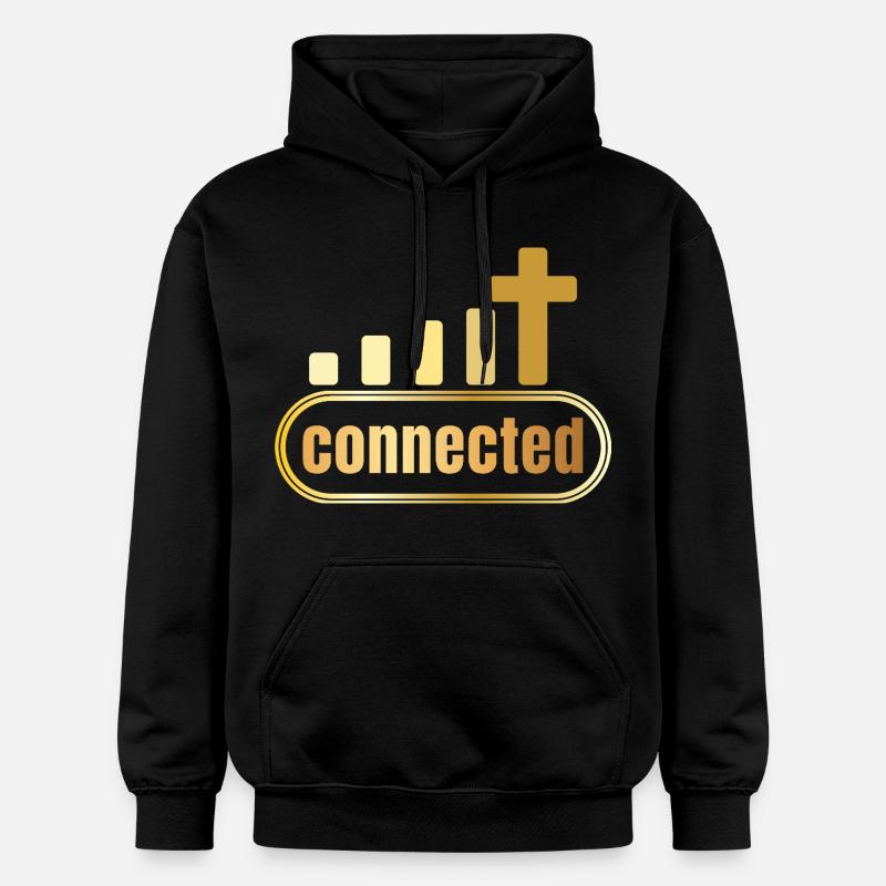 Connecté - croix - or - chrétien - Sweat à capuche Softstyle® Gildan Unisexe - noir