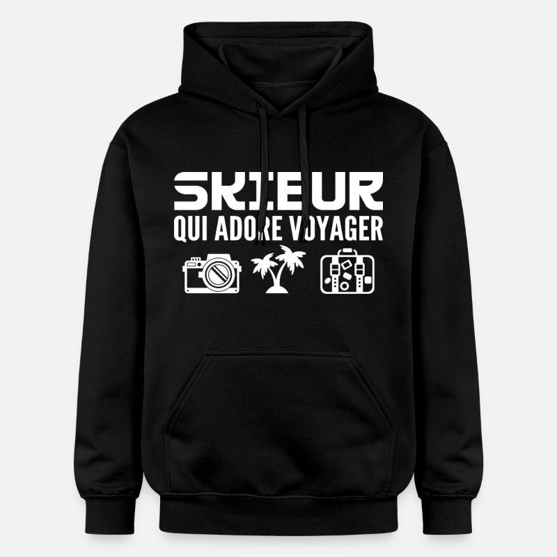 Voyageurs & Skieurs : Passion & Découverte - Sweat à capuche Softstyle® Gildan Unisexe - noir