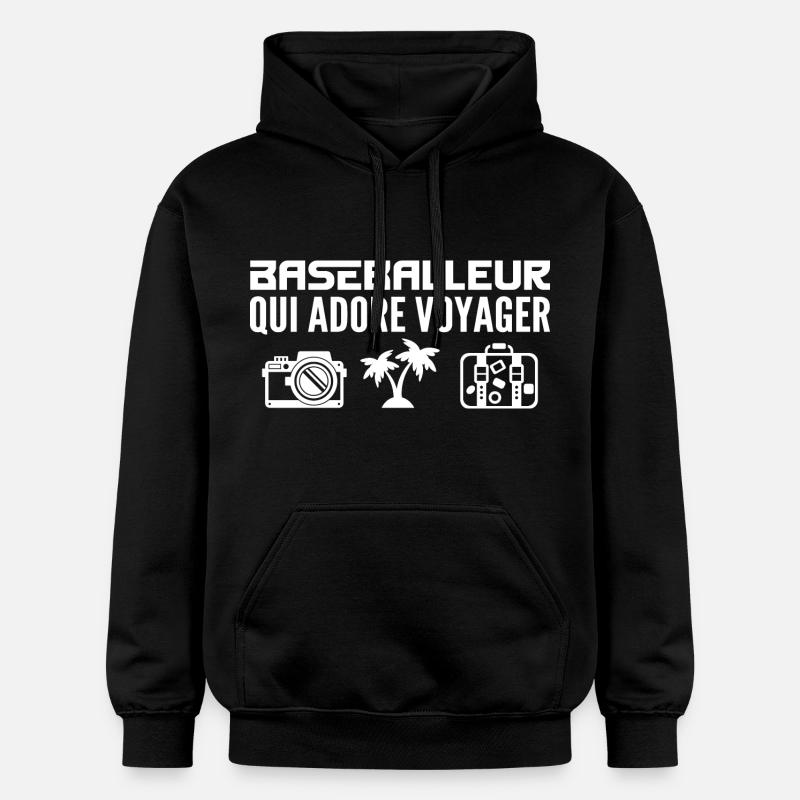 Voyageurs & Baseballeurs : Passion & Découverte - Sweat à capuche Softstyle® Gildan Unisexe - noir