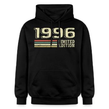 Jahrgang 1996 Geburtstag 1996 Jahrgang 1996 - Gildan Unisex Softstyle® Midweight Hoodie - Schwarz - Vorne - Marisol (170cm) & Nik (191cm)
