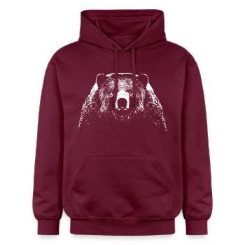 Bär / Kopf / Bear - Gildan Unisex Softstyle® Midweight Hoodie - Maroon - Vorne - Liana (172cm) & Jaron (178cm)