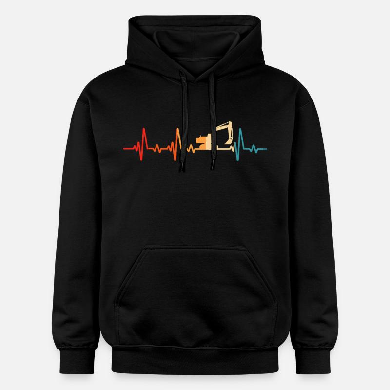 Retro Bagger Baggerfahrer Baustelle - Gildan Unisex Softstyle® Midweight Hoodie - Schwarz